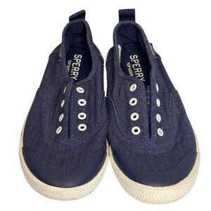 Sperry Top Sider Women's Navy Slip-On Canvas Shoes Sz 8.5M Preppy Nautical Beach